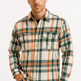 Harbour Weston | Men's Long Sleeve Checkered Casual Shirt in Khaki - Cotton-Polyester Blend