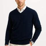 Men's V-Neck Fine Knit Sweater