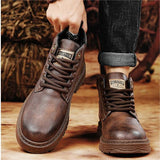 Men's Vintage Leather Lace Up Work Boots