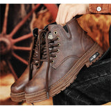 Men's Vintage Leather Lace Up Work Boots