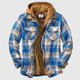 Men's Hooded Sherpa Lined Plaid Jacket