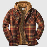 Men's Hooded Sherpa Lined Plaid Jacket