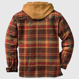 Men's Hooded Sherpa Lined Plaid Jacket