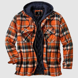 Men's Hooded Sherpa Lined Plaid Jacket