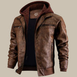 Men's Hooded Faux Leather Jacket