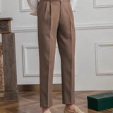 Men's High Waist Straight Leg Dress Trousers