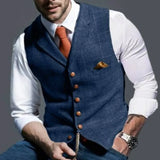 Men's V-Neck Button Front Suit Vest