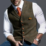 Men's V-Neck Button Front Suit Vest