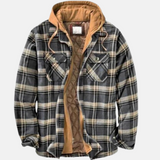 Men's Checked Hooded Padded Full-Zip Jacket