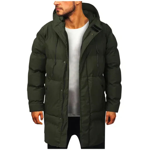 Men's Long Hooded Down Winter Jacket
