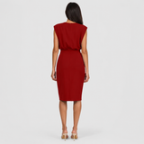 Women's Fitted Sleeveless Ruched Midi Dress