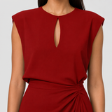Women's Fitted Sleeveless Ruched Midi Dress