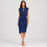 Women's Fitted Sleeveless Ruched Midi Dress