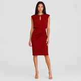 Women's Fitted Sleeveless Ruched Midi Dress