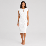 Women's Fitted Sleeveless Ruched Midi Dress