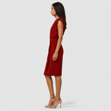 Women's Fitted Sleeveless Ruched Midi Dress