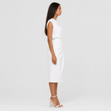 Women's Fitted Sleeveless Ruched Midi Dress