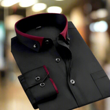 Men's Long Sleeve Contrast Trim Button-Front Shirt