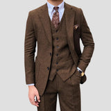 Harbour Weston | Men's Slim Suit Blended Fabric Three-Piece with Coordinated Vest