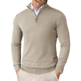 Men's Quarter Zip High-Neck Knit Sweater
