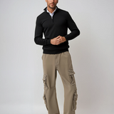 Men's Quarter Zip High-Neck Knit Sweater