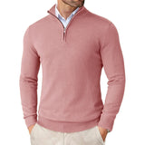 Men's Quarter Zip High-Neck Knit Sweater