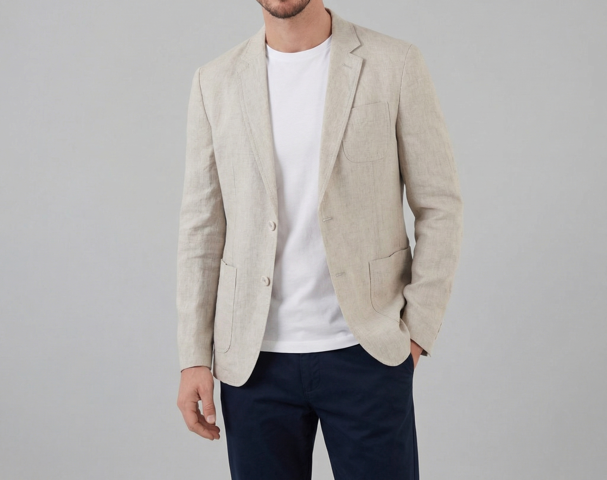 Men's Lightweight White Linen Spring Trousers