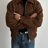 Men's Suede Zip Front Jacket