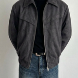 Men's Suede Zip Front Jacket
