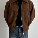 Men's Suede Zip Front Jacket