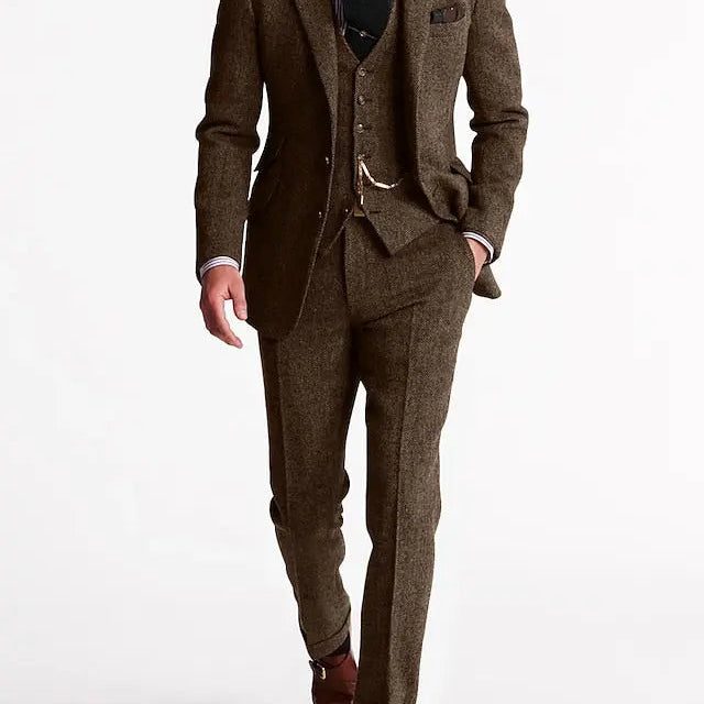 Harbour Weston | Men’s Three-Piece Tweed Tuxedo – Classic Tailored Suit Set