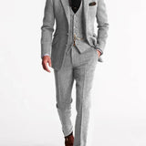 Men's Classic Brown Tweed Tailored Two Piece Set
