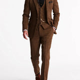 Men's Classic Brown Tweed Tailored Two Piece Set