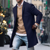 Men's Single Breasted Long Overcoat