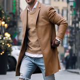 Men's Single Breasted Long Overcoat