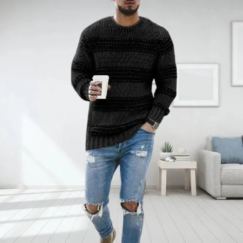 Men's Striped Crew Neck Regular Fit Sweater
