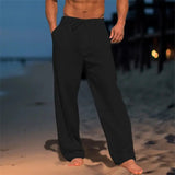 Men's Relaxed Fit Drawstring Linen Trousers