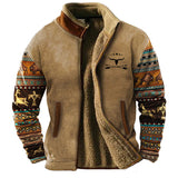 Men's Pattern Sleeve Fleece Zip Jacket