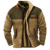 Men's Pattern Sleeve Fleece Zip Jacket