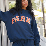 Oversized Varsity Graphic Mock Neck Drop Shoulder Sweatshirt