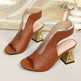 Women's Woven Open-Toe Block Heel Sandals