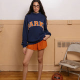 Oversized Varsity Graphic Mock Neck Drop Shoulder Sweatshirt