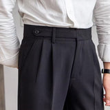 Men's High Waist Straight Leg Dress Trousers