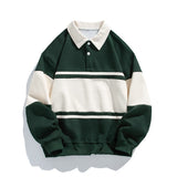 Men's Colour Block Polo Collar Sweatshirt