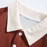 Men's Colour Block Polo Collar Sweatshirt