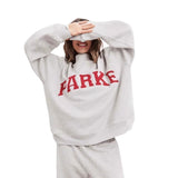 Oversized Varsity Graphic Mock Neck Drop Shoulder Sweatshirt