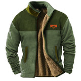 Men's Pattern Sleeve Fleece Zip Jacket