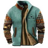 Men's Pattern Sleeve Fleece Zip Jacket