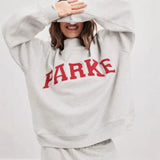 Oversized Varsity Graphic Mock Neck Drop Shoulder Sweatshirt