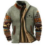 Men's Pattern Sleeve Fleece Zip Jacket